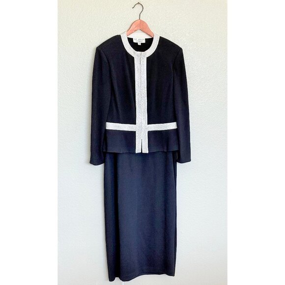 Vintage St. John Evening Crystal Embellished Formal Gown Skirt Set Size 14 - Picture 10 of 17